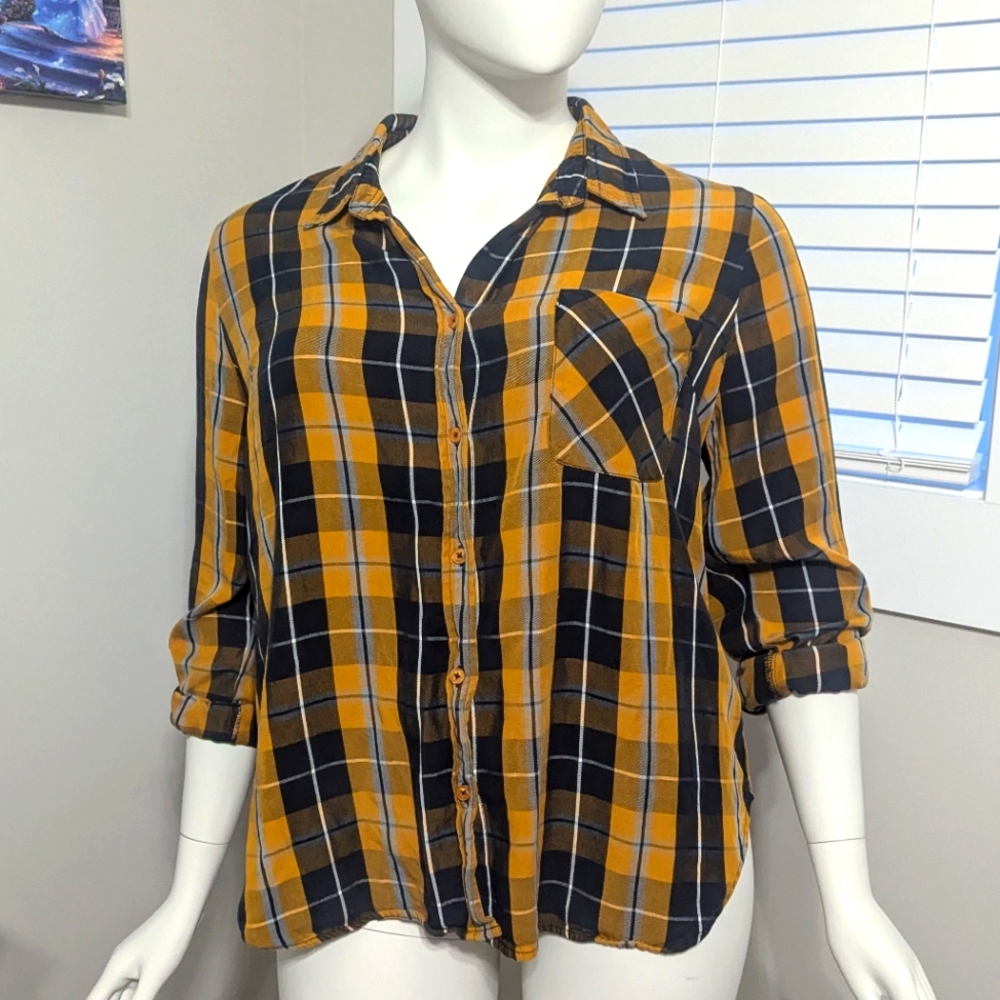 Billy T Urban Plaid Shirt - Orange and Black Plaid Button-Up Shirt Size XXL